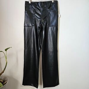 NEW WITH TAGS MONO B TOO COOL VEGAN LEATHER BLACK STRAIGHT PANTS SIZE M